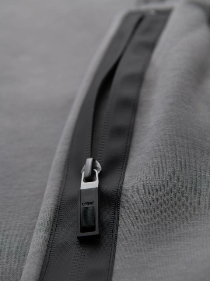 Men's sweatpants with straight leg and rubber details - grey V3 OM-PASK-0281