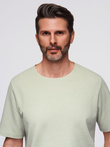 Men's waffle-textured T-shirt with round neckline - pistachio V4 OM-TSCT-0197