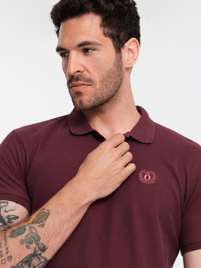 Tricou polo BASIC BASIC tricot piqué pentru bărbați, o singură culoare - maro V10 OM-POBS-0100