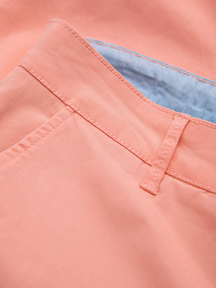 Men's chinos shorts with contrasting turn-up - salmon V9 W421