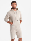 Men's sweatshirt set kangaroo sweatshirt + shorts - ash V1 Z75