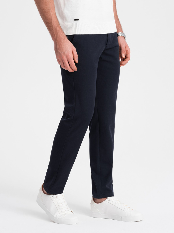 Pantaloni chino eleganți pentru bărbați SLIM FIT - albastru marin V3 OM-PACP-0191