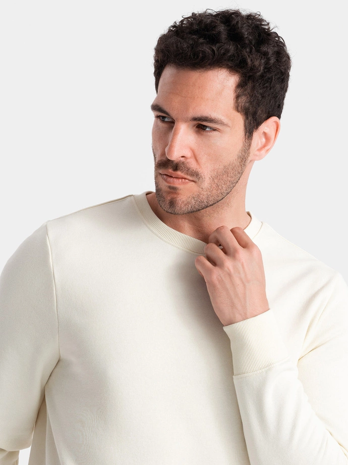 BASIC men's non-stretch cotton sweatshirt - cream V5 OM-SSBN-0159