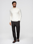 Men's knitted half turtleneck with viscose - cream V4 OM-SWTN-0100 