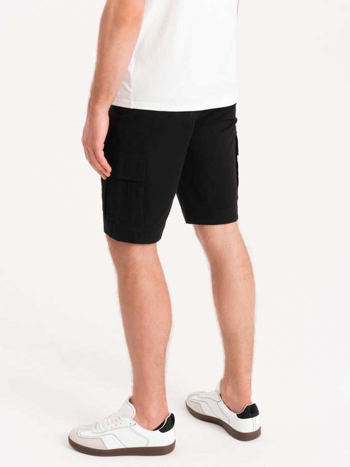 Men's single color shorts with cargo pockets - black V4 OM-SRCG-0133