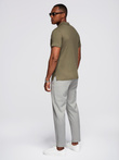 Men's polo t-shirt with decorative buttons - dark olive V5 S1744