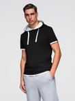 Men's cotton hooded t-shirt - black V9 OM-TSCT-0256