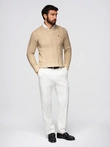Knitted monochrome men's viscose cardigan - navy blue V1 OM-SWCD-0126