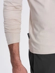 Men's unprinted longsleeve with v-neck - light beige V1 OM-LSBL-0108