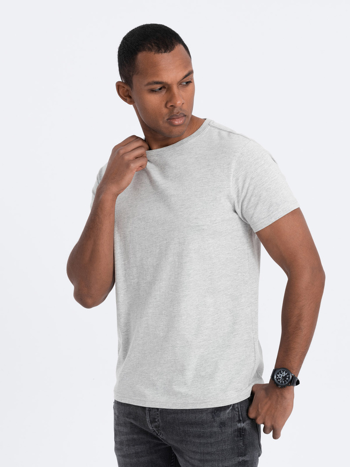 Tricou clasic din bumbac pentru bărbați BASIC - gri V3 OM-TSBS-0146