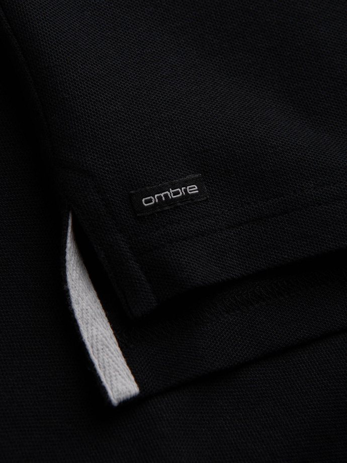 Pánska polokošeľa bez goliera - čierna V8 OM-TSCT-0156