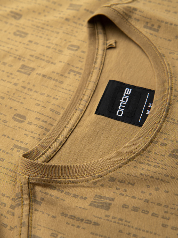 Medvilniniai marškinėliai su apskrita iškirpte - tamsiai alyvuogių žalia V3 OM-TSFP-0225