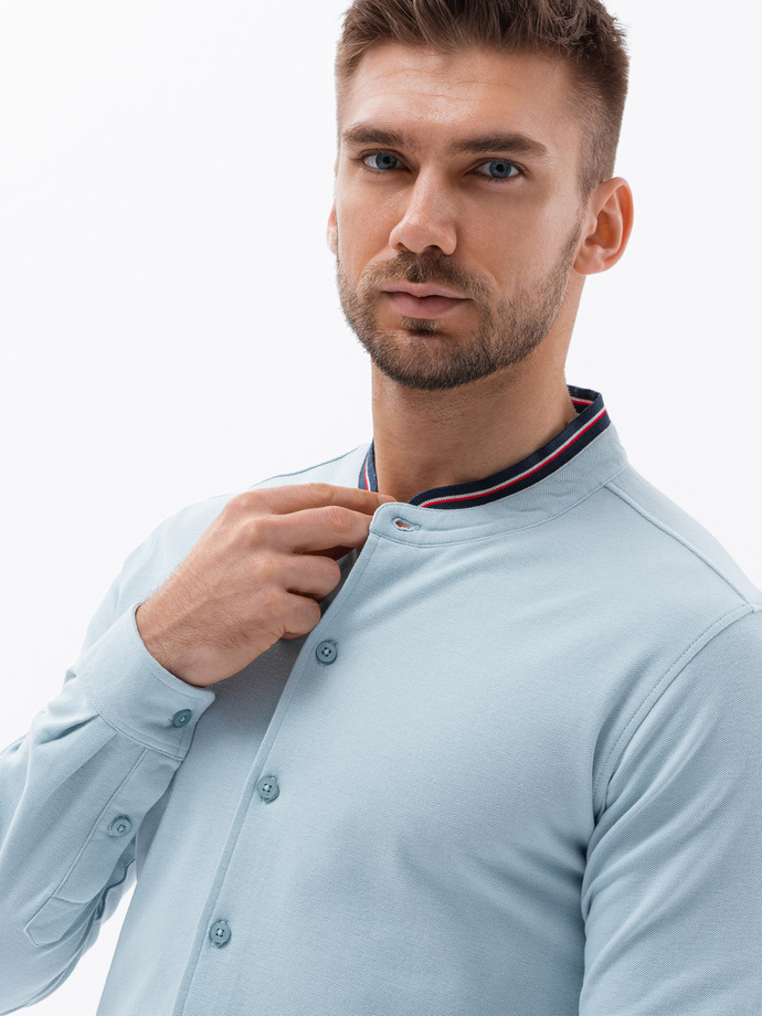 Men's long sleeve knit shirt - blue V3 K542