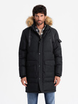 Jachetă parka lungă și călduroasă pentru bărbați cu glugă - negru V2 OM-JALJ-0182