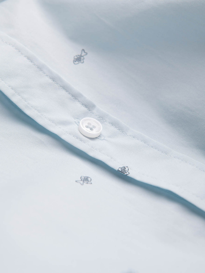 Klasická pánská bavlněná košile SLIM FIT ze síťoviny - modrá V4 OM-SHCS-0156