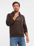 Men's Classic Printed Kangaroo Sweatshirt - Dark Brown V2 OM-SSPS-0150