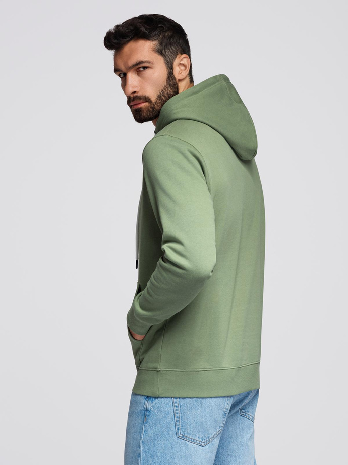 Men's BASIC kangaroo sweatshirt with hood - green V3 B1674