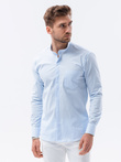 Men's elegant shirt with long sleeves - light blue K307
