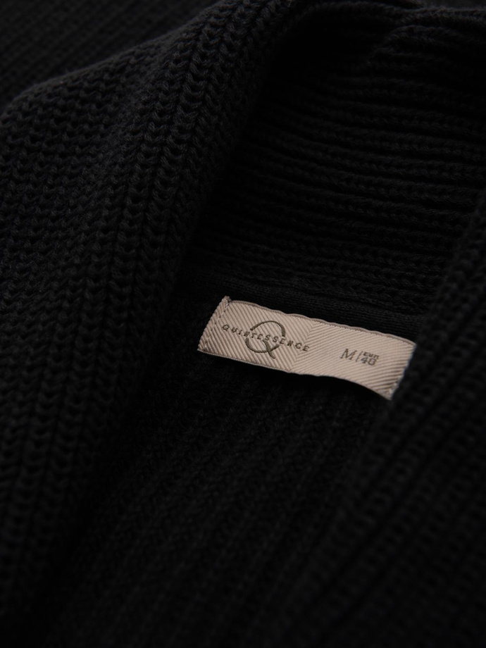 Pulover cardigan din bumbac pentru bărbați cu guler șal - negru V4 OM-SWCD-0153