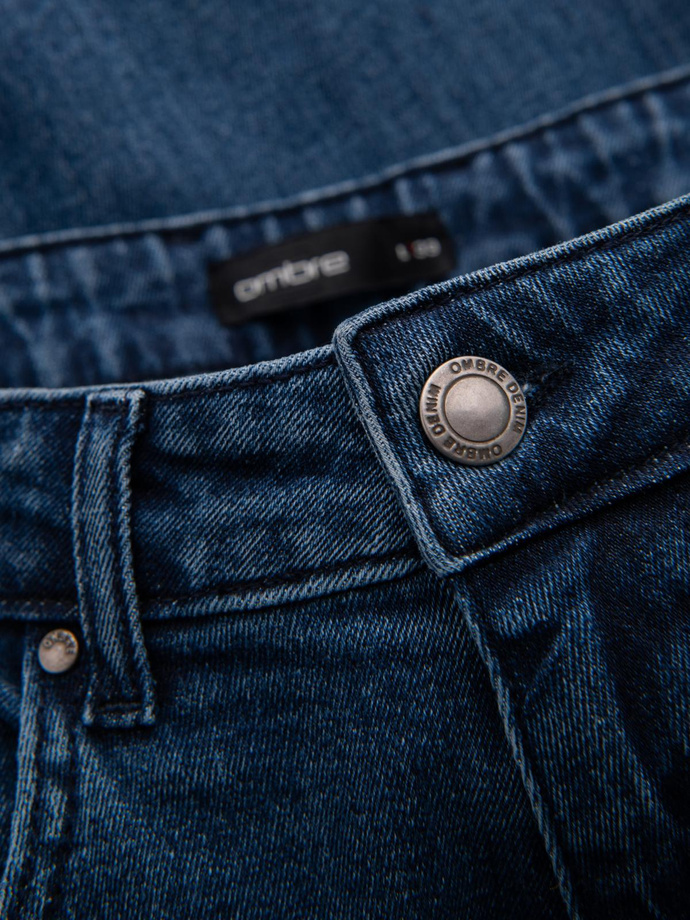 Pantaloni din denim CARROT FIT pentru bărbați cu barete decorative - albastru închis V2 OM-PADP-0227