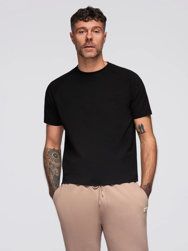 Men's SLIM FIT T-shirt with round neckline and logo - white V1 OM-TSCT-0220