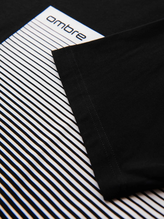 Pánské bavlněné tričko s grafickým potiskem - černé V2 OM-TSPT-0246