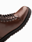 Men's shoes with high upper in glossy eco leather - dark brown V2 OM-FOBO-0175