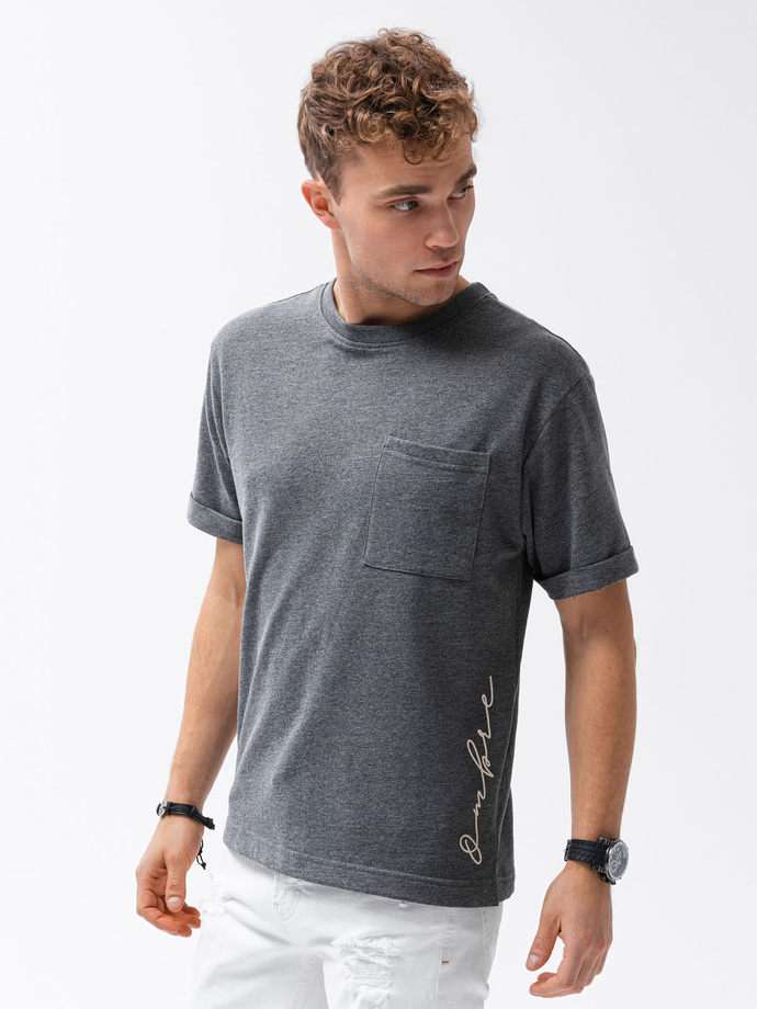 Tricou cu imprimeu pentru barbati - negru S1371