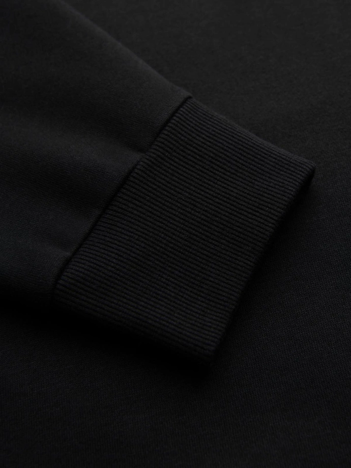 Men's sweatshirt with contrast stitching and hood - black V1 OM-SSNZ-0250