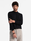 Men's knitted half-golf with viscose - black V1 OM-SWTN-0100