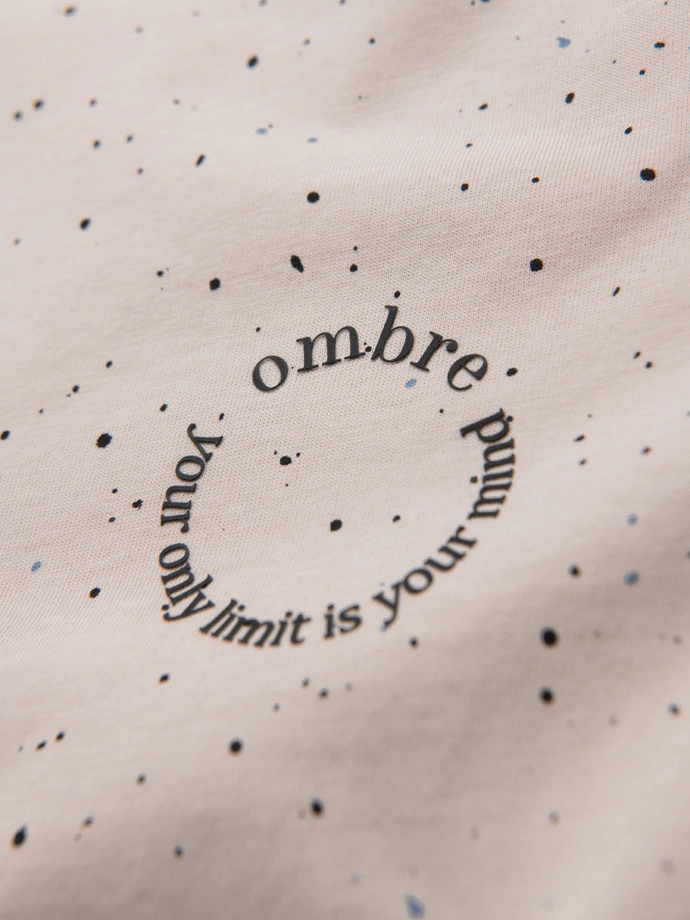 Tricou din bumbac imprimat cu decolteu rotund - negru V2 OM-TSFP-0225