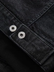 Jachetă din denim pentru bărbați cu mâneci tricotate și glugă - negru V3 OM-JADJ-0220