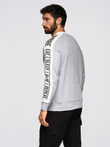 Men's sweatshirt with contrasting stripes and raglan sleeves - grey melange V2 OM-SSNZ-0200