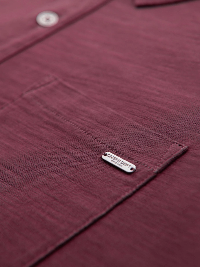Men's polo t-shirt with decorative buttons - maroon V6 S1744