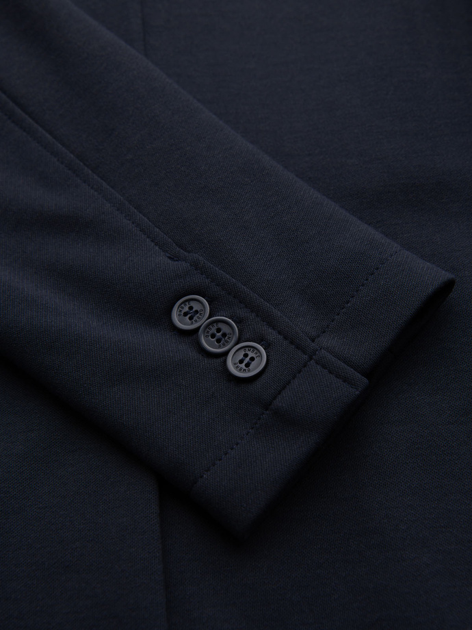 Men's SLIM knit jacket with subtle texture - navy blue V3 OM-BLZB-0101