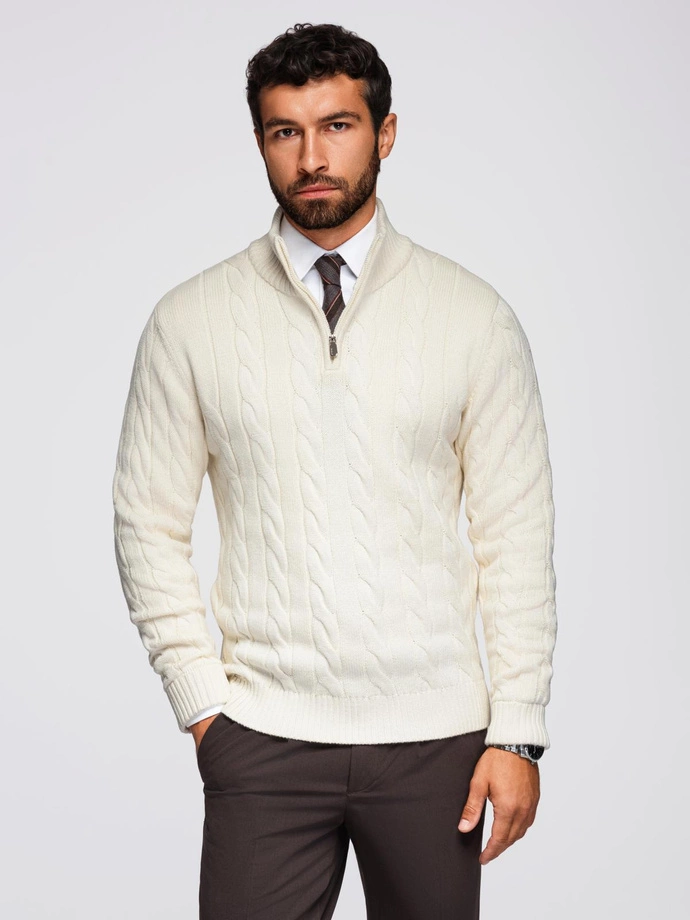 Knitted monochrome men's viscose cardigan - navy blue V1 OM-SWCD-0126 