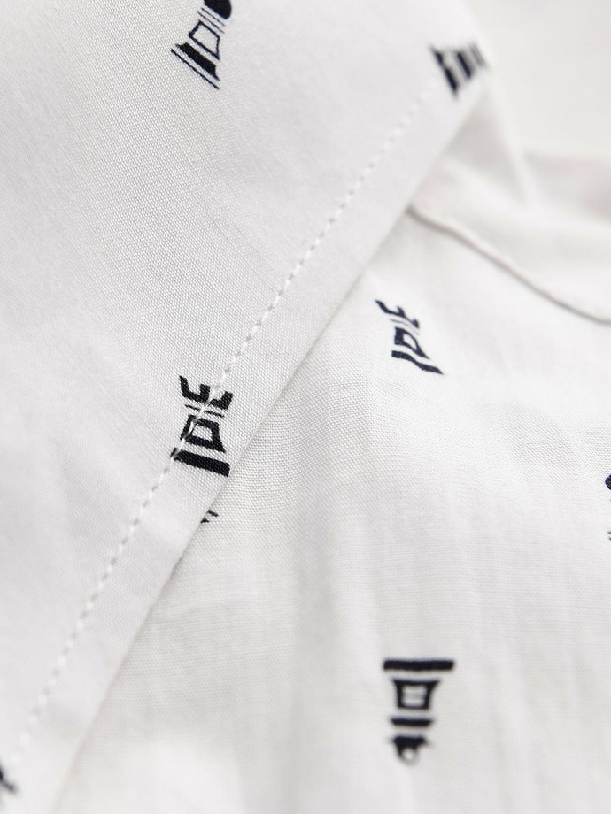 Men's SLIM FIT patterned cotton shirt - white V2 OM-SHCS-0151