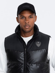 Men's quilted sleeveless glossy - black V1 OM-JAVJ-0113