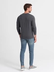 Men's unprinted longsleeve with a v-neck - graphite V4 OM-LSBL-0108