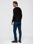 Men's ribbed sweater with buttons at the neckline - black V2 OM-SWSW-0182
