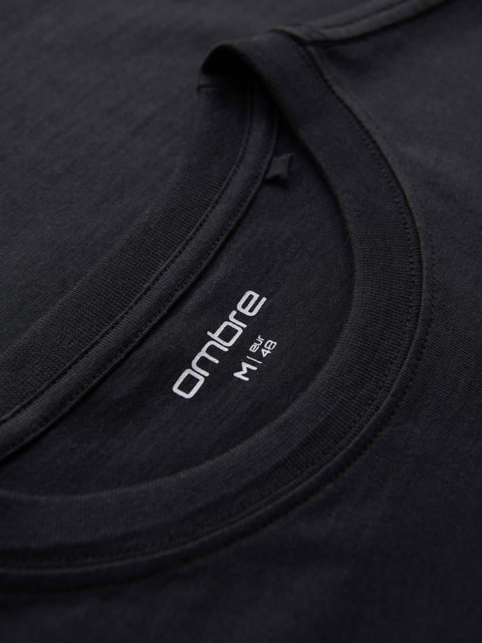 Tricou tricotat imprimat pentru bărbați cu croială REGULARĂ - negru V2 OM-TSPT-0231