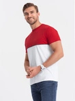 Men's two-tone cotton T-shirt - red and white V6 S1619
