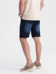 Men's denim short shorts with subtle washes - dark blue V3 OM-SRDS-0145
