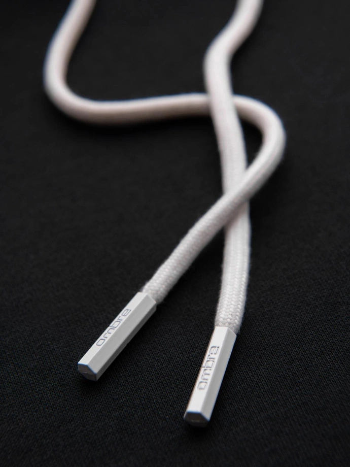 Men's sweatshirt with contrast stitching and hood - black V1 OM-SSNZ-0250