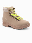Pánské zimní trekové boty s kontrastními tkaničkami - sand V1 OM-FOBO-0132