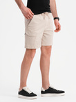Men's loose-fit shorts with cargo pockets - cream V1 OM-SRCG-0194