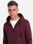 Unzipped cotton men's BASIC sweatshirt - maroon V3 OM-SSBZ-0160