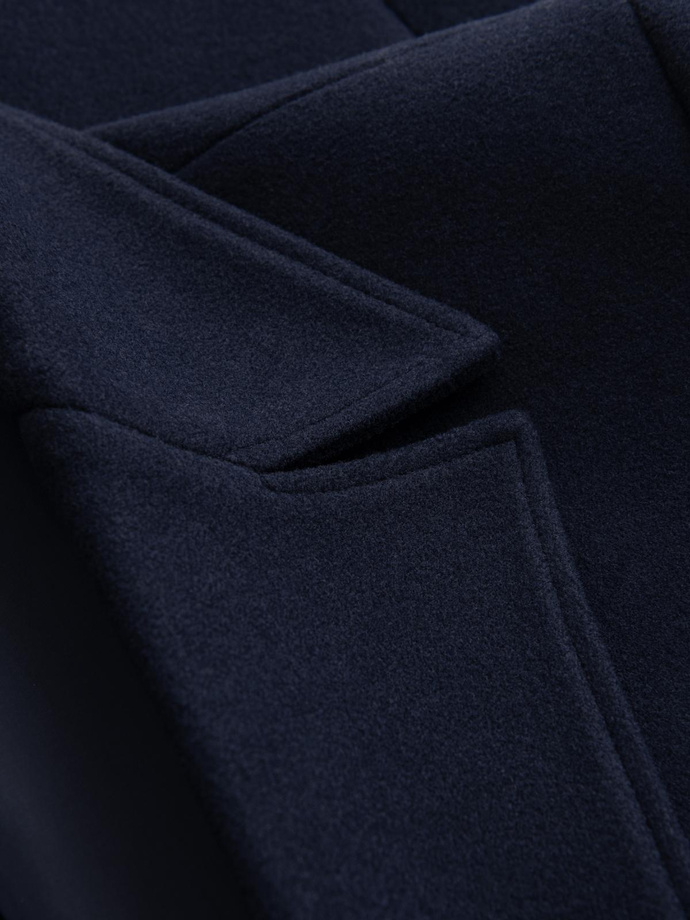 Palton bărbătesc dublu pieptănat cu nasturi decorativi - indigo V1 OM-COWC-0109