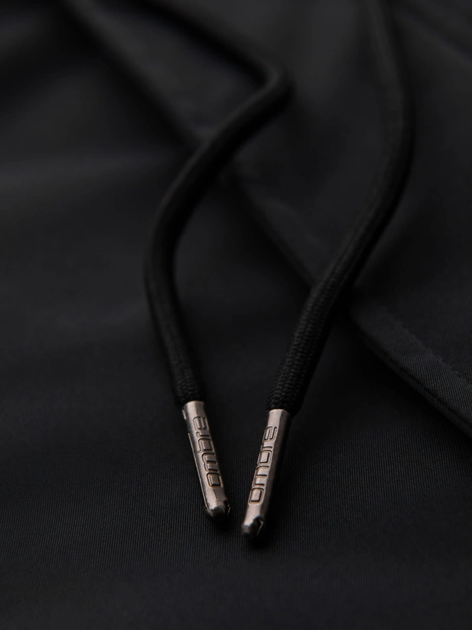 Klasická dlhá pánska bunda parka - čierna V6 OM-JAPJ-0313