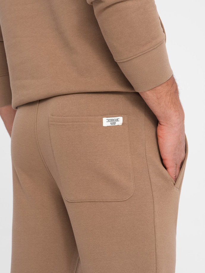 Men's tracksuit set kangaroo sweatshirt + pants - brown V2 Z80